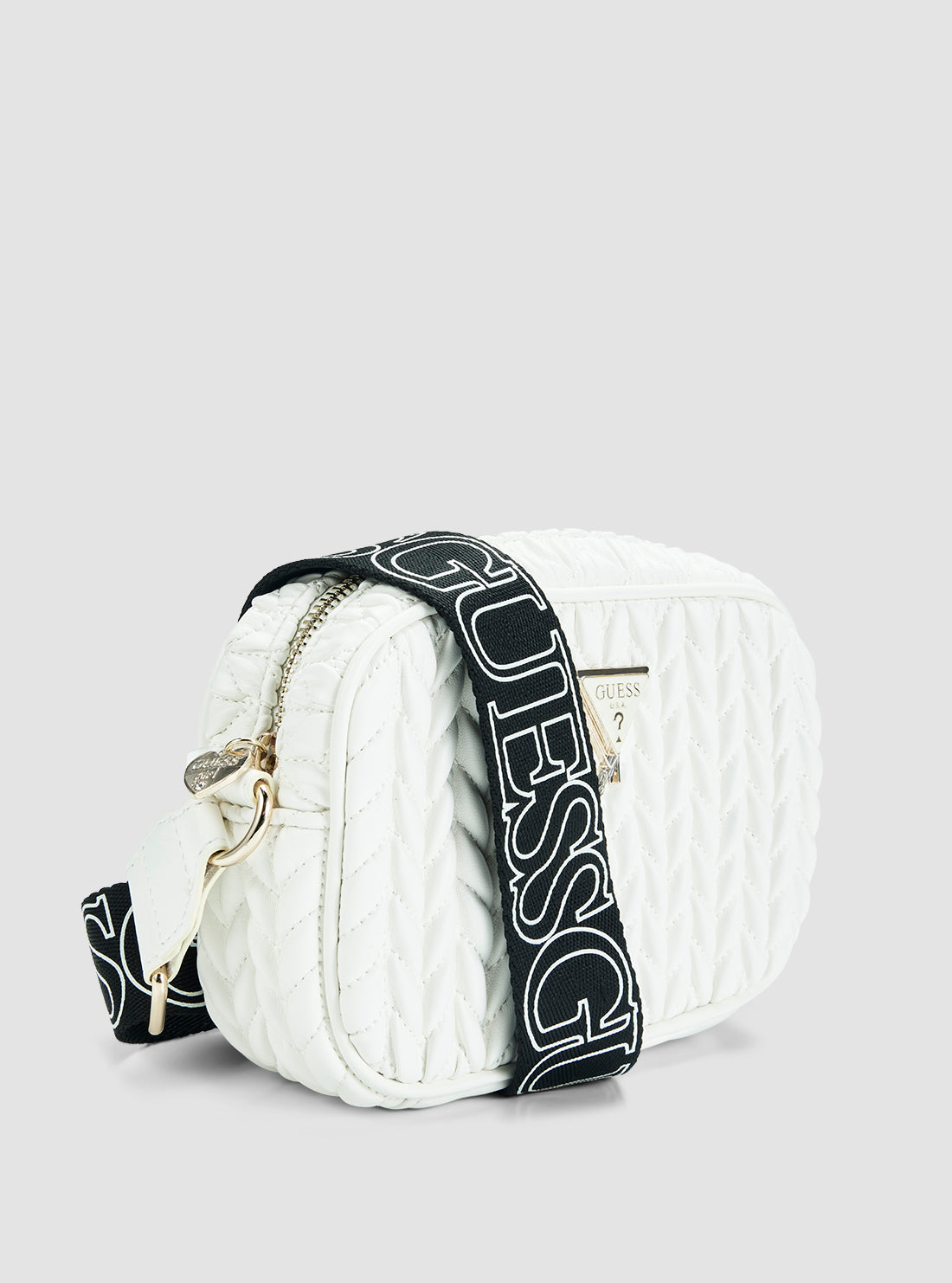 GUESS Kids White Quilted Camera Bag J5YZ08WHEG0 Front Side View