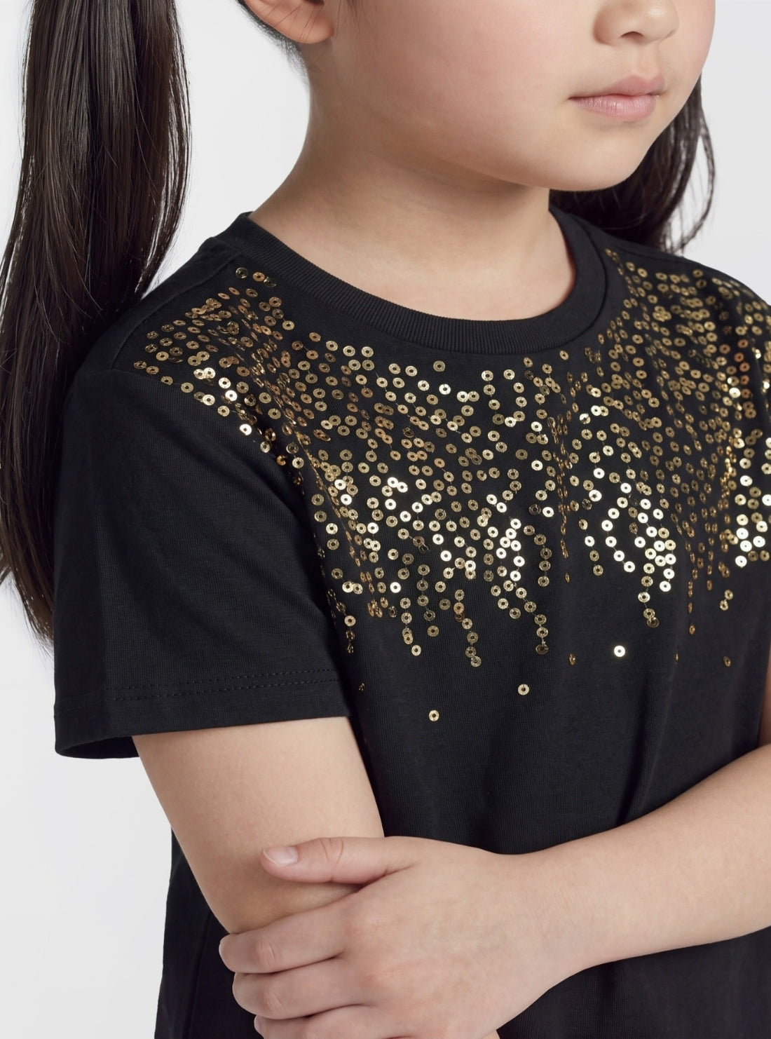GUESS Kids Black Sequin Batwing T-Shirt (7-16) J6BI10K5787 Detail View1