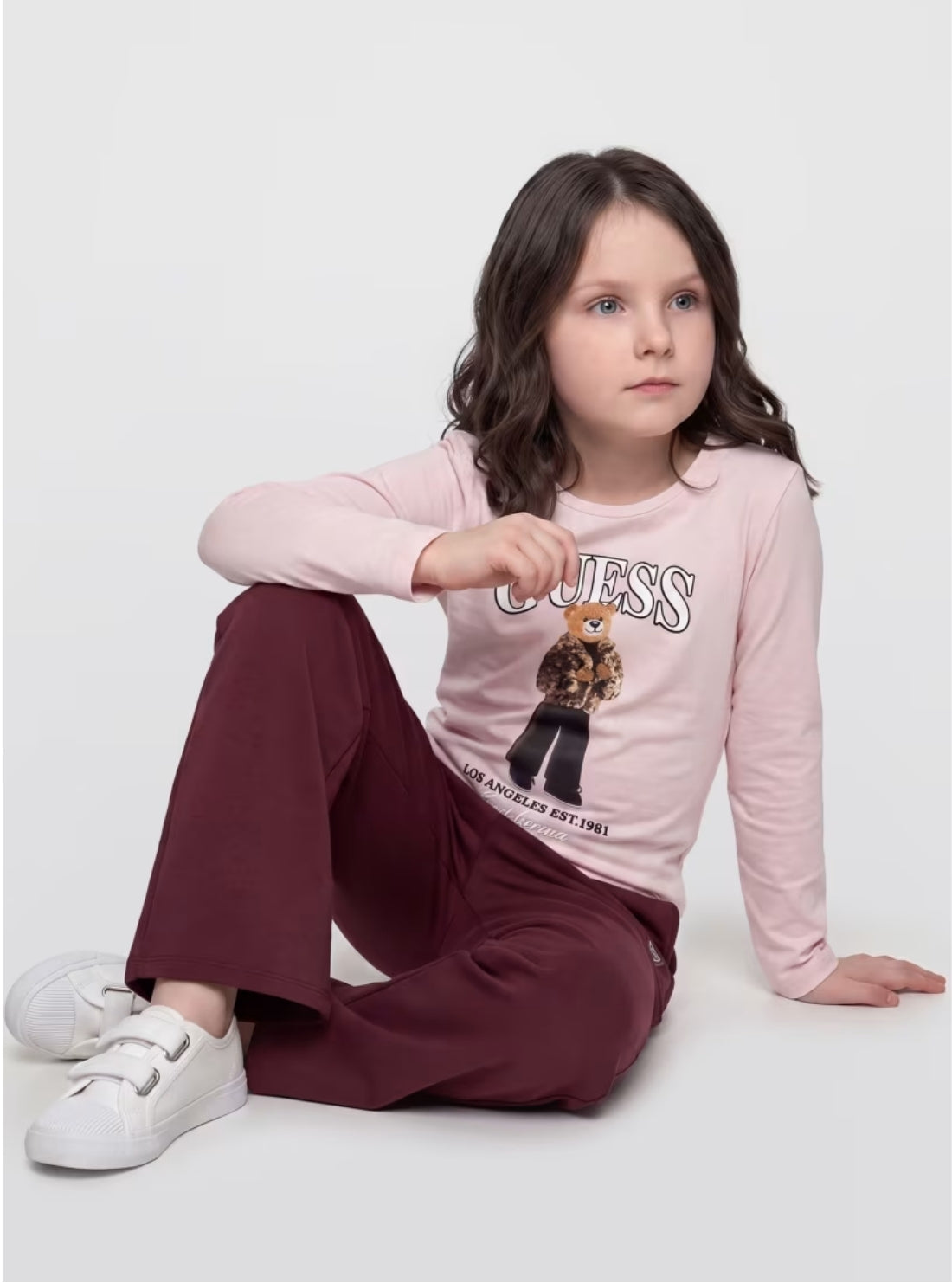 GUESS Kids Pink Long-Sleeve Graphic Bear T-Shirt (7-16) J6BI11K5790 Model View