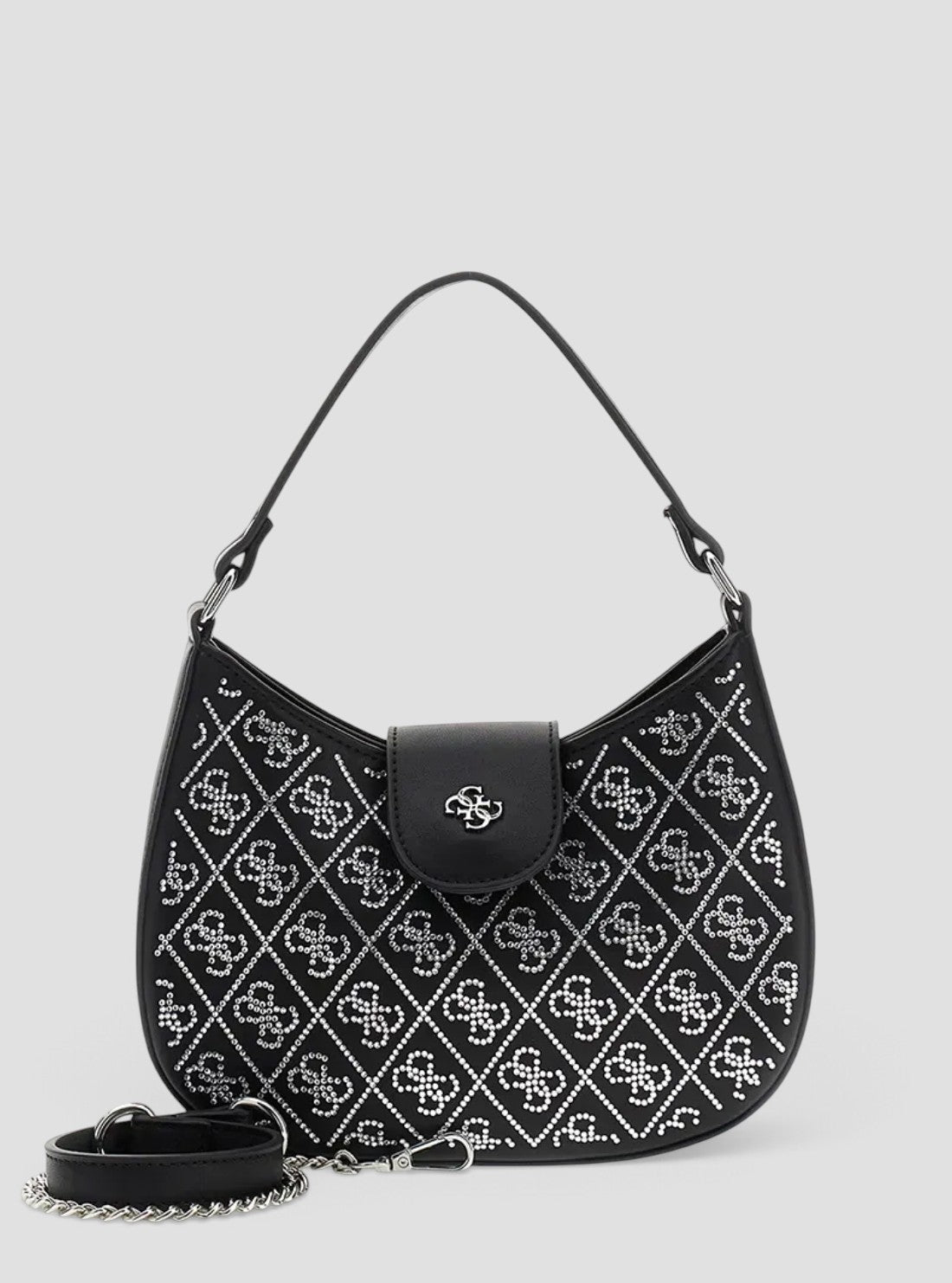 GUESS Kids Black 4G Crystal Mini Hobo Bag J6BZ34W4046 Front View1