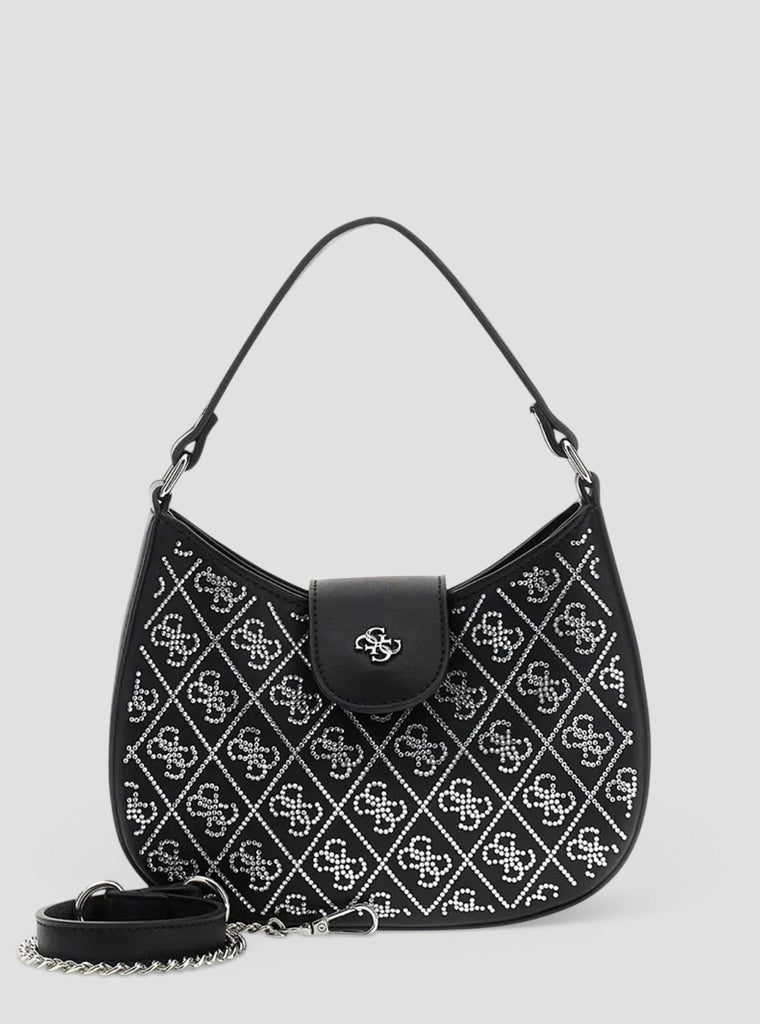 Black 4G Crystal Mini Hobo Bag | GUESS