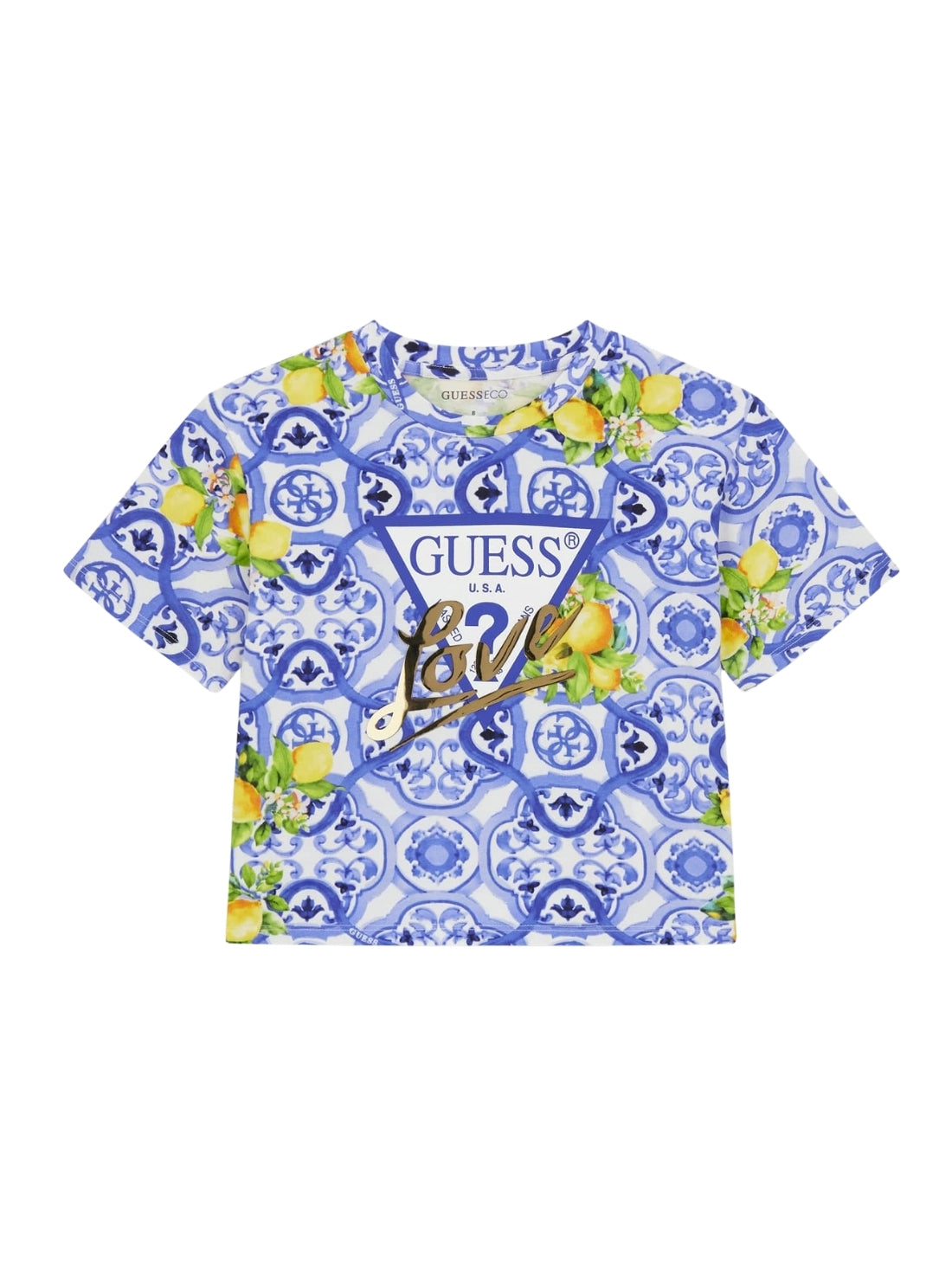 GUESS Kids Amalfi Coast Print Logo T-Shirt (7-16) J6GI03K6YW4 Front View