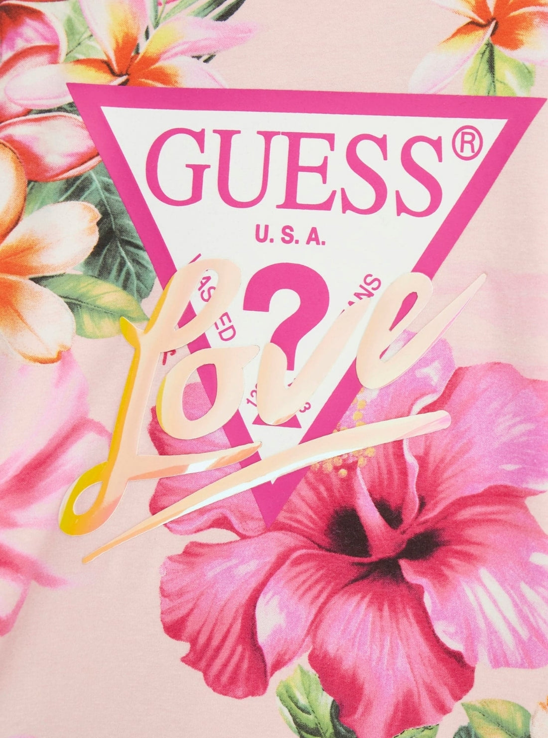 GUESS Kids Pink Floral Logo Midi T-Shirt (7-16) J6GI03K6YW4 Detail View