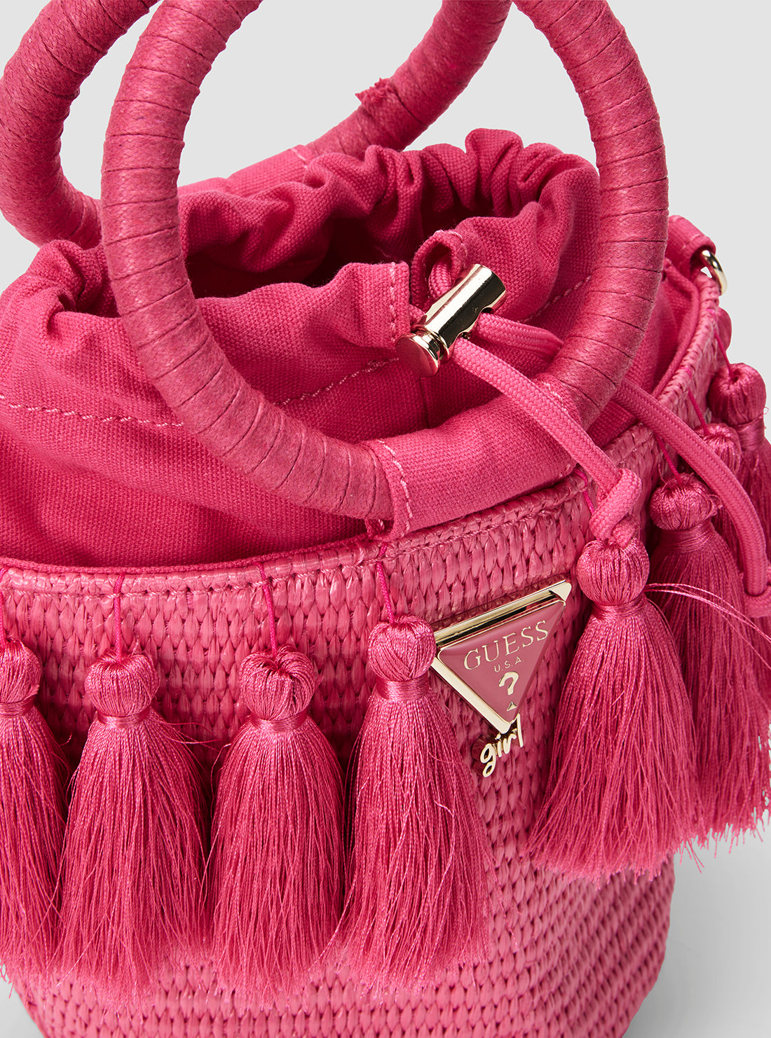 GUESS Kids Pink Straw Bucket Bag J6GZ16WO680 Detail View_2