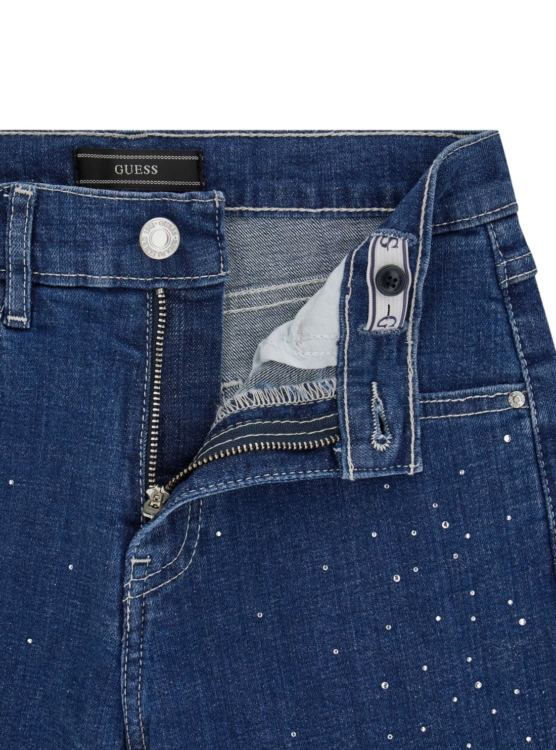 GUESS Kids Blue 90s Rhinestones Denim Pants (7-16) J6RA03D52Z0 Detail View