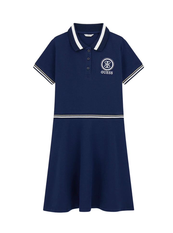 GUESS Kids Blue Piquet Dress (7-16) J6RK10K7064 Front View