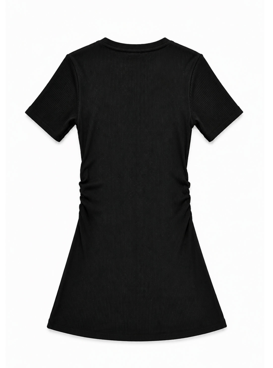 GUESS Kids Black Ribbed Ruched Mini Dress J6YK22K5179 Back View