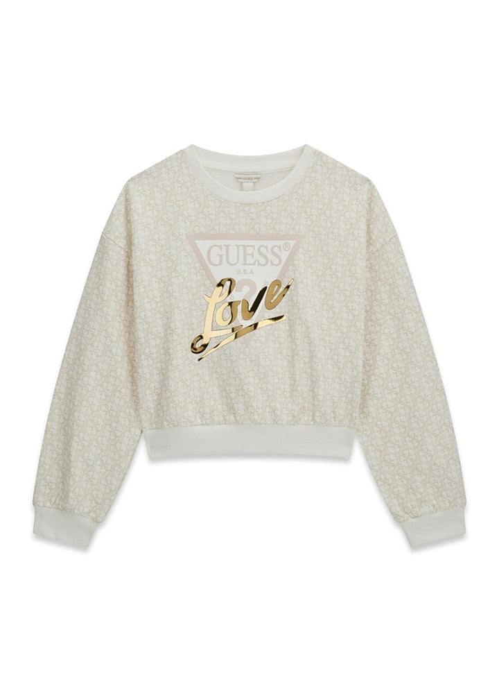 GUESS Kids Beige 4G Love Logo Sweatshirt J6YQ04K3897 Front View