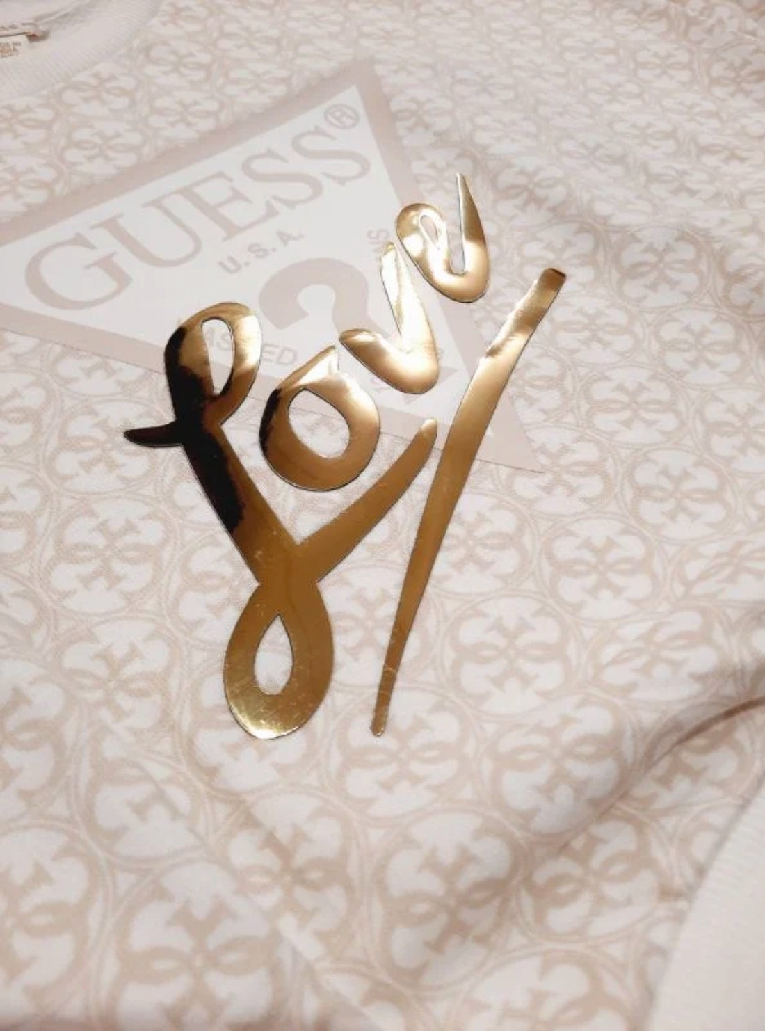 GUESS Kids Beige 4G Love Logo Sweatshirt J6YQ04K3897 Detail View