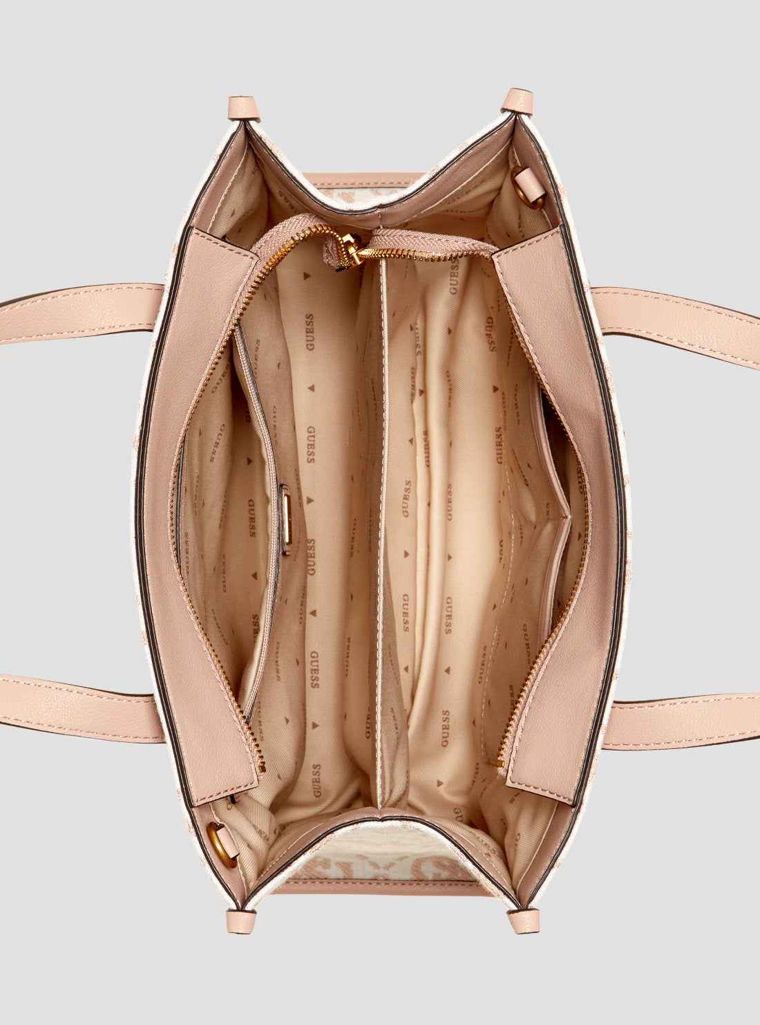 GUESS Women's Pink Logo Izzy Compartment Tote Bag JA865422DRE Internal View