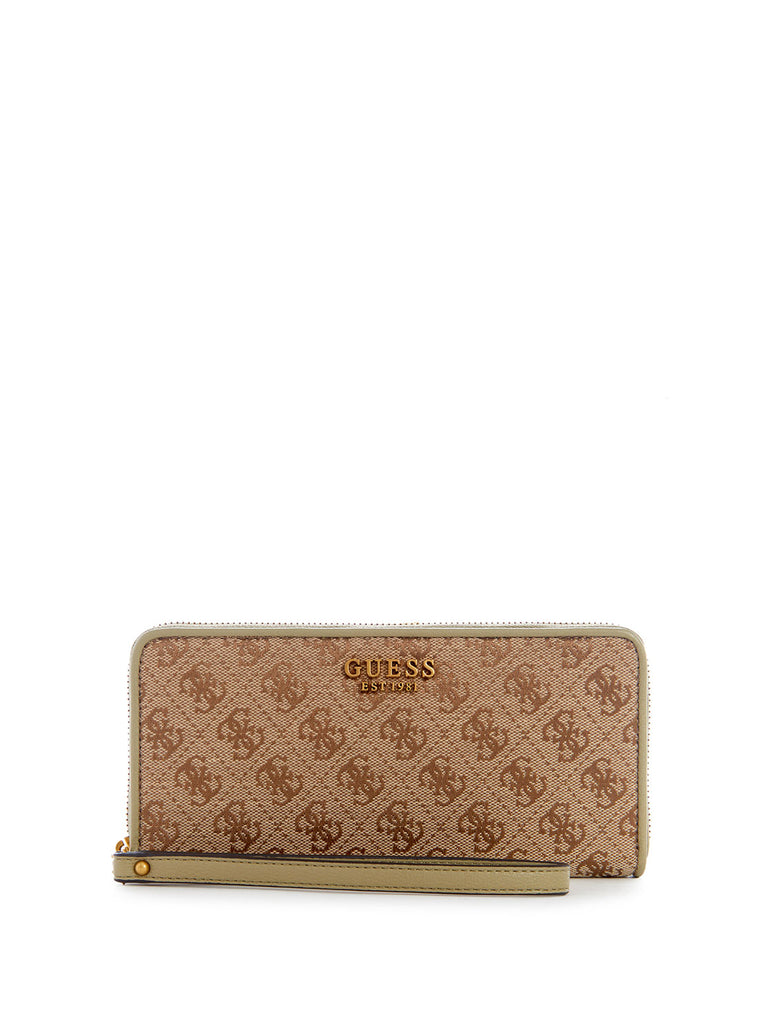 Latte Brown Green Aviana Large Wallet - GUESS