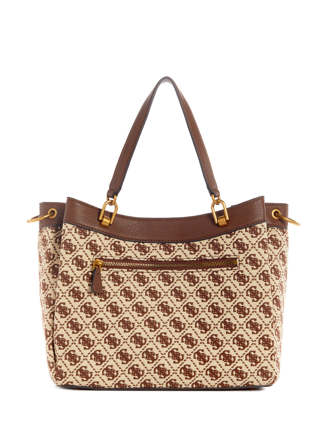 guess womens Brown Logo Shemara Girlfriend Satchel back view