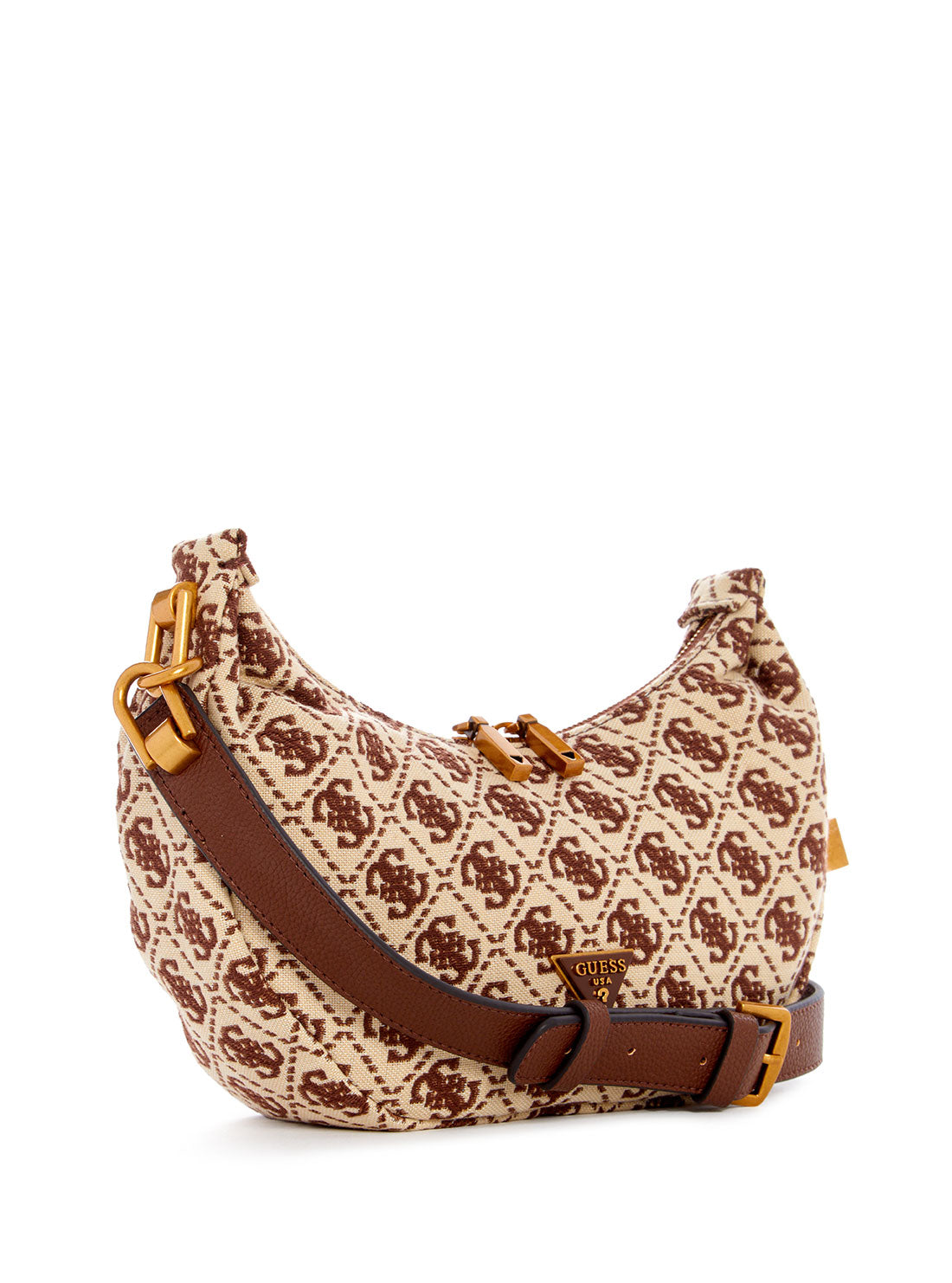 guess womens Brown Logo Logo Shemara Mini Hobo Satchel side view