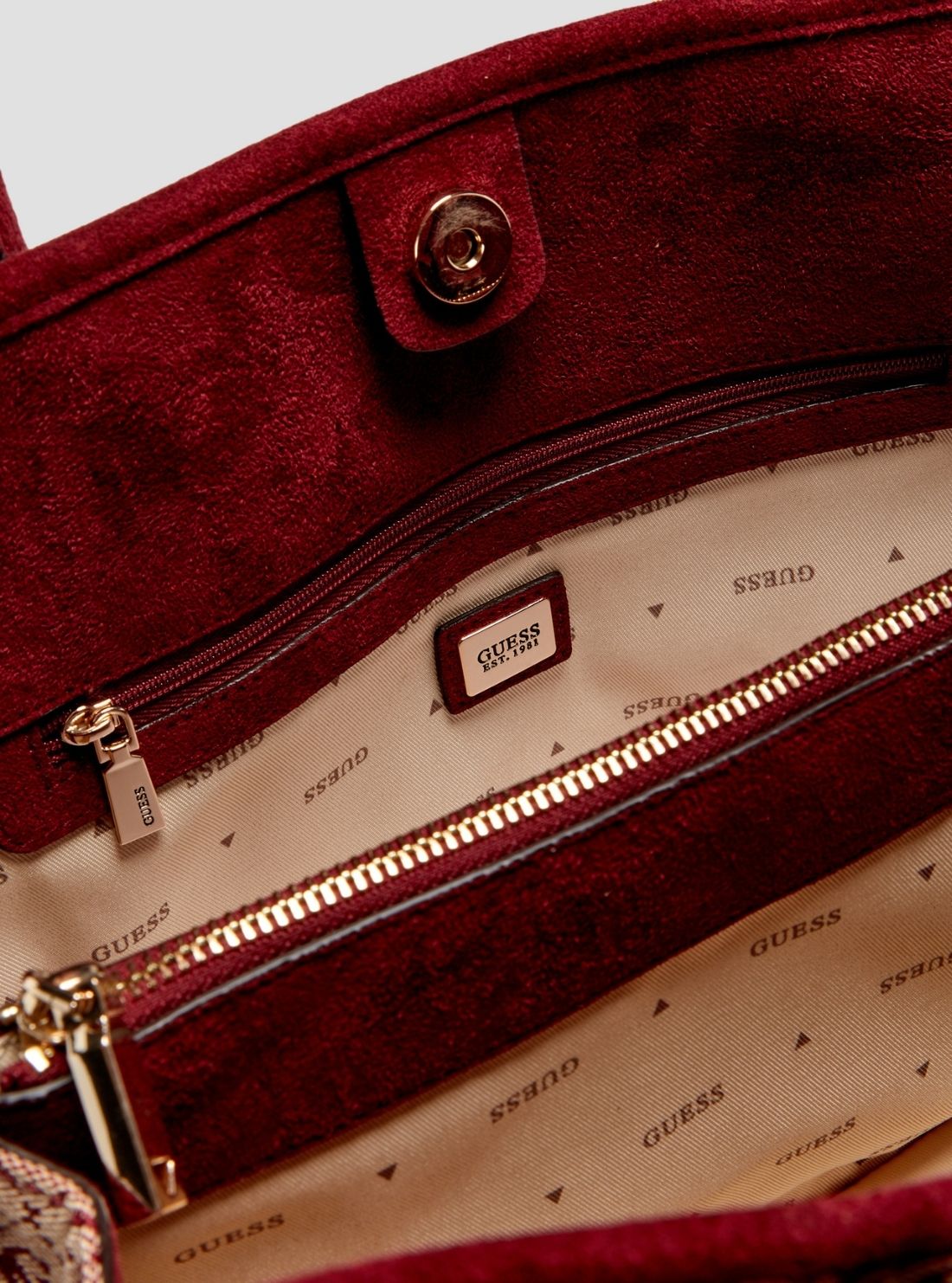 GUESS Womens Red Logo Samantha Girlfriend Satchel Bag JG231306 Detail View