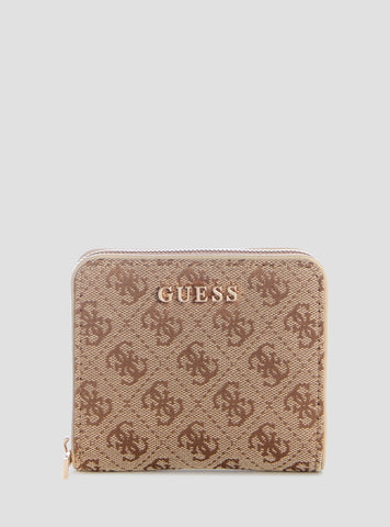 GUESS Womens Brown Logo Jessa Small Zip Around Wallet JG8362137 Front View