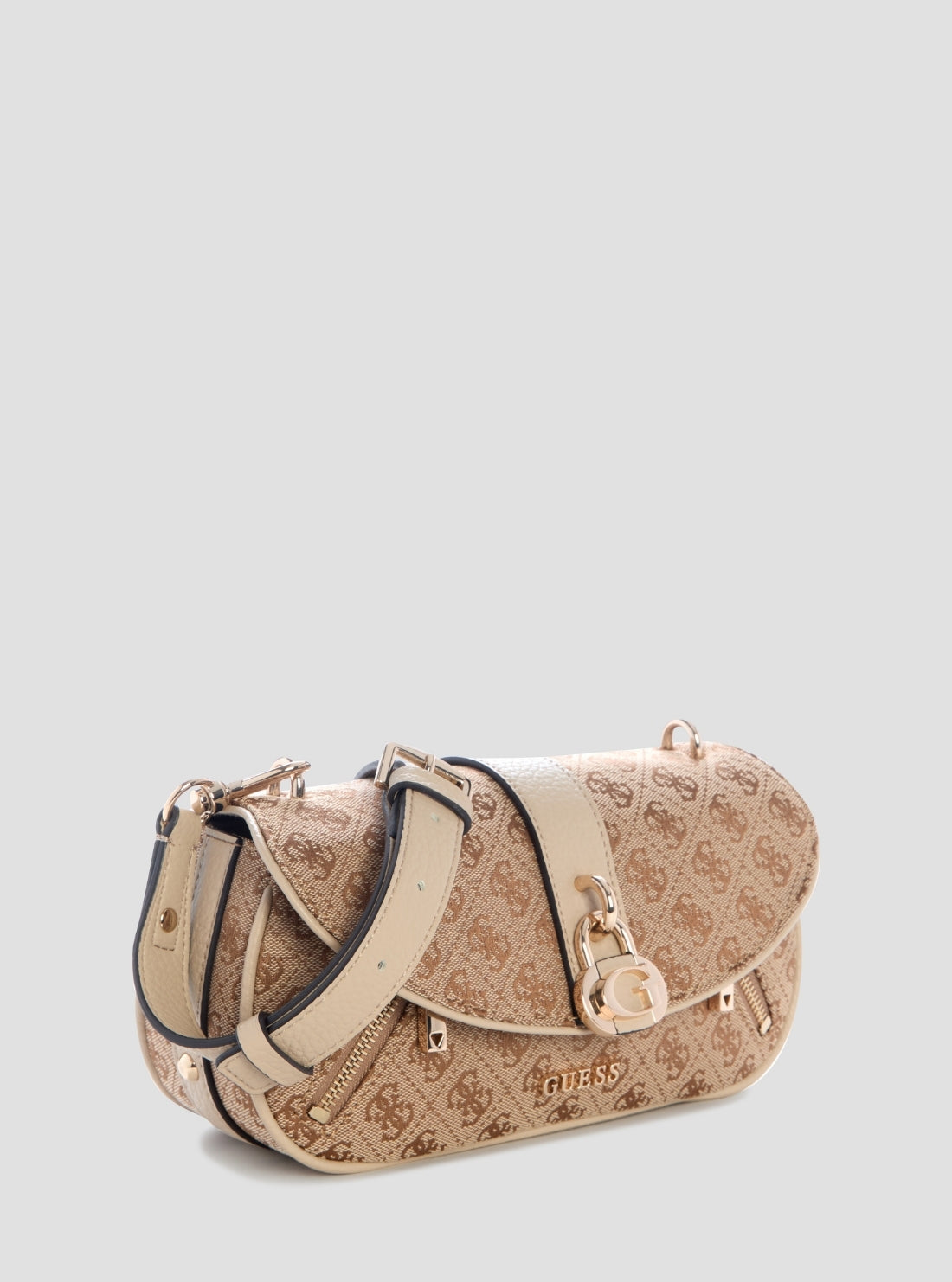 GUESS Womens Brown Logo Jessa Flap Crossbody Bag JG836220 Side View