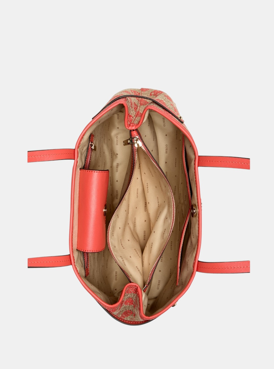 GUESS Womens Pink Logo Beyza Girlfriend Tote Bag JG962723 Inside View