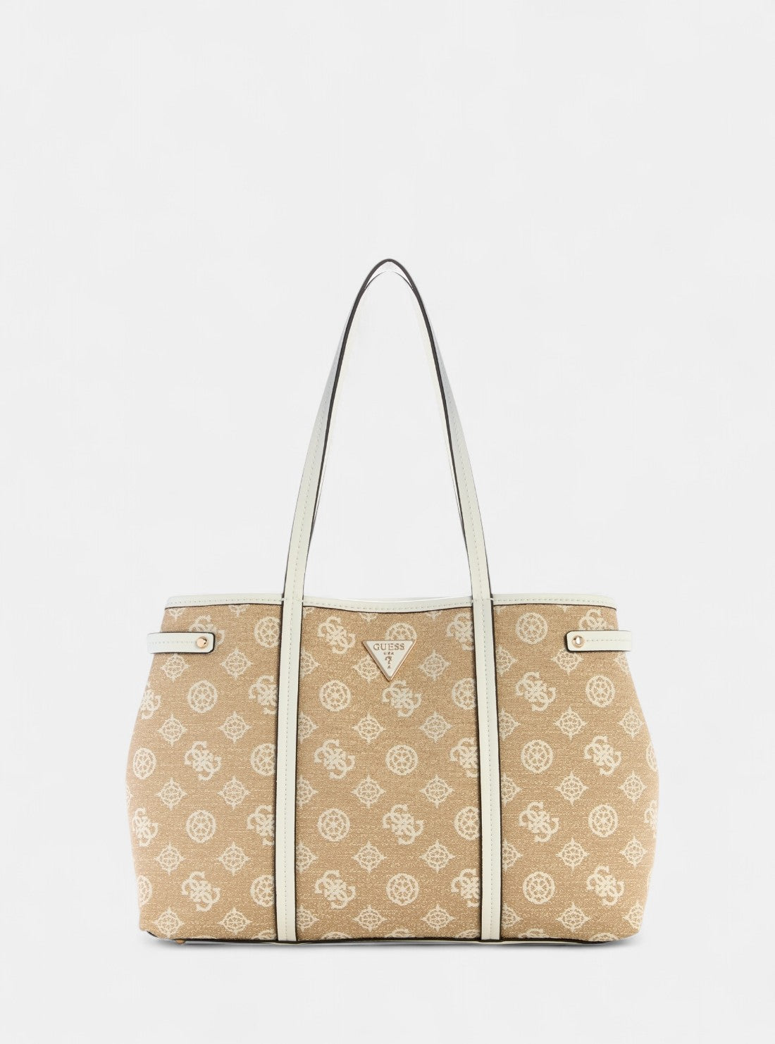 GUESS Womens Beige Logo Beyza Girlfriend Tote Bag JG962723 Front View