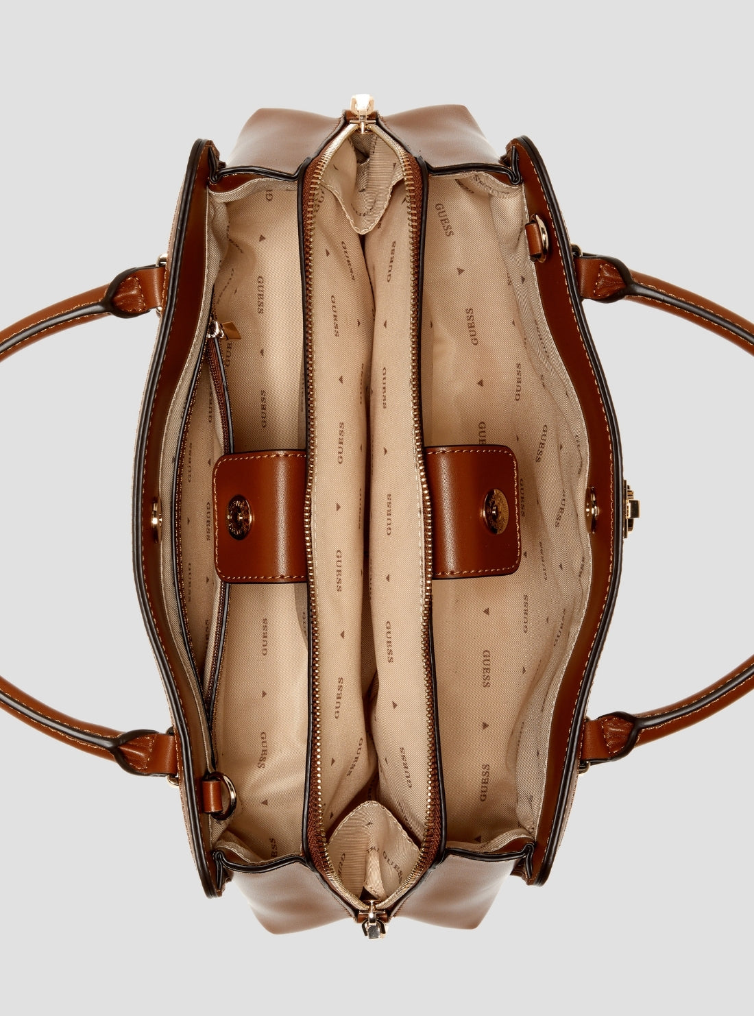 Brown Logo Audrey Small Girlfriend Satchel JG975506 Inside View