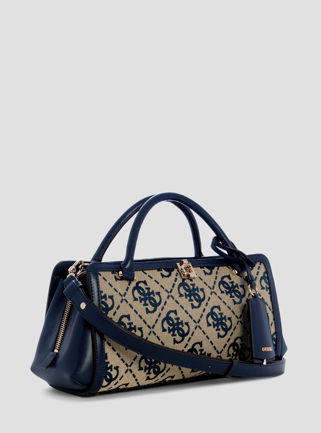 GUESS Womens Navy Logo Audrey Small Girlfriend Satchel JG975506 Side View