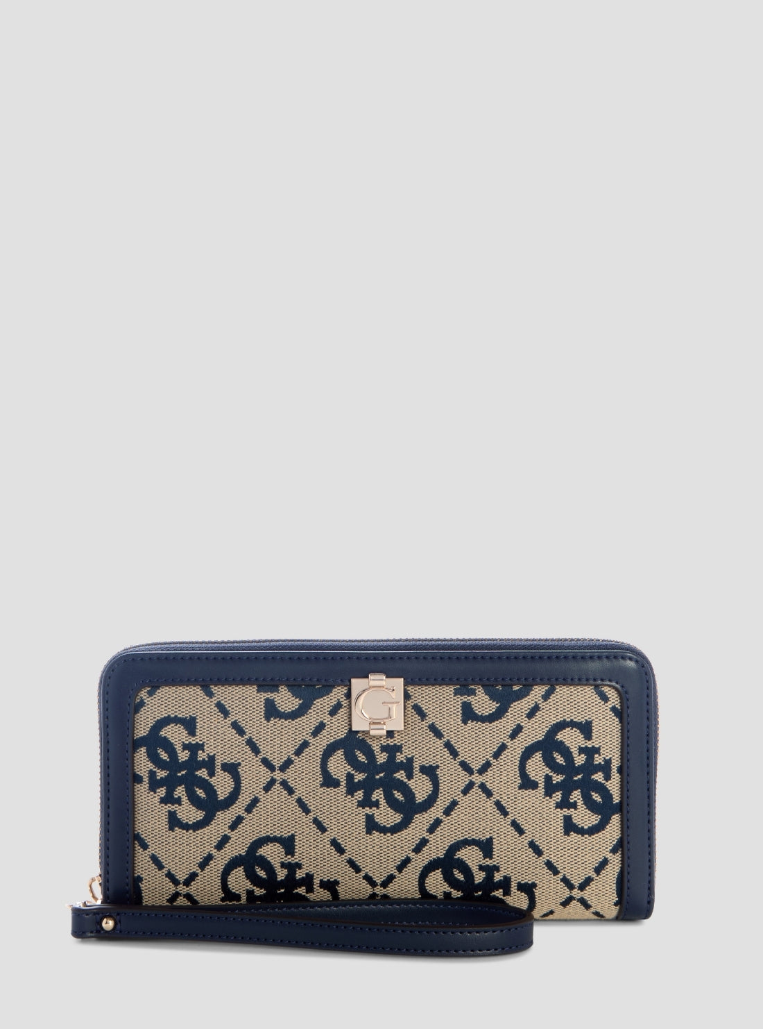 Navy Logo Audrey Large Zip Around Wallet | GUESS