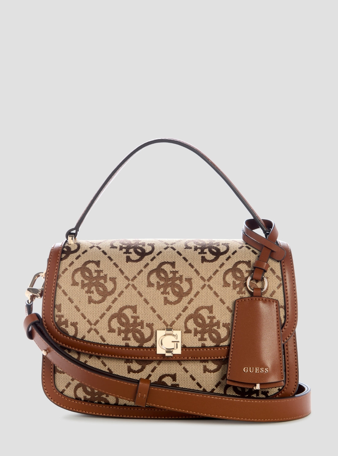 GUESS Kids Brown Logo Audrey Crossbody Flap Bag JG975521 Front View