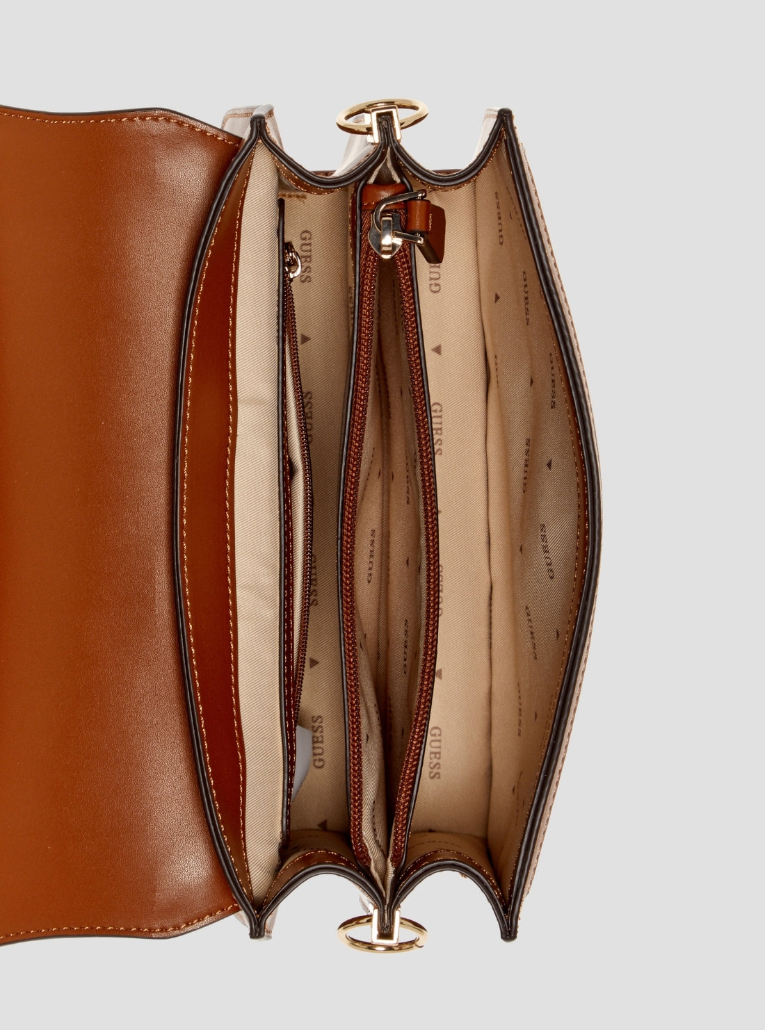 GUESS Kids Brown Logo Audrey Crossbody Flap Bag JG975521 Inside View