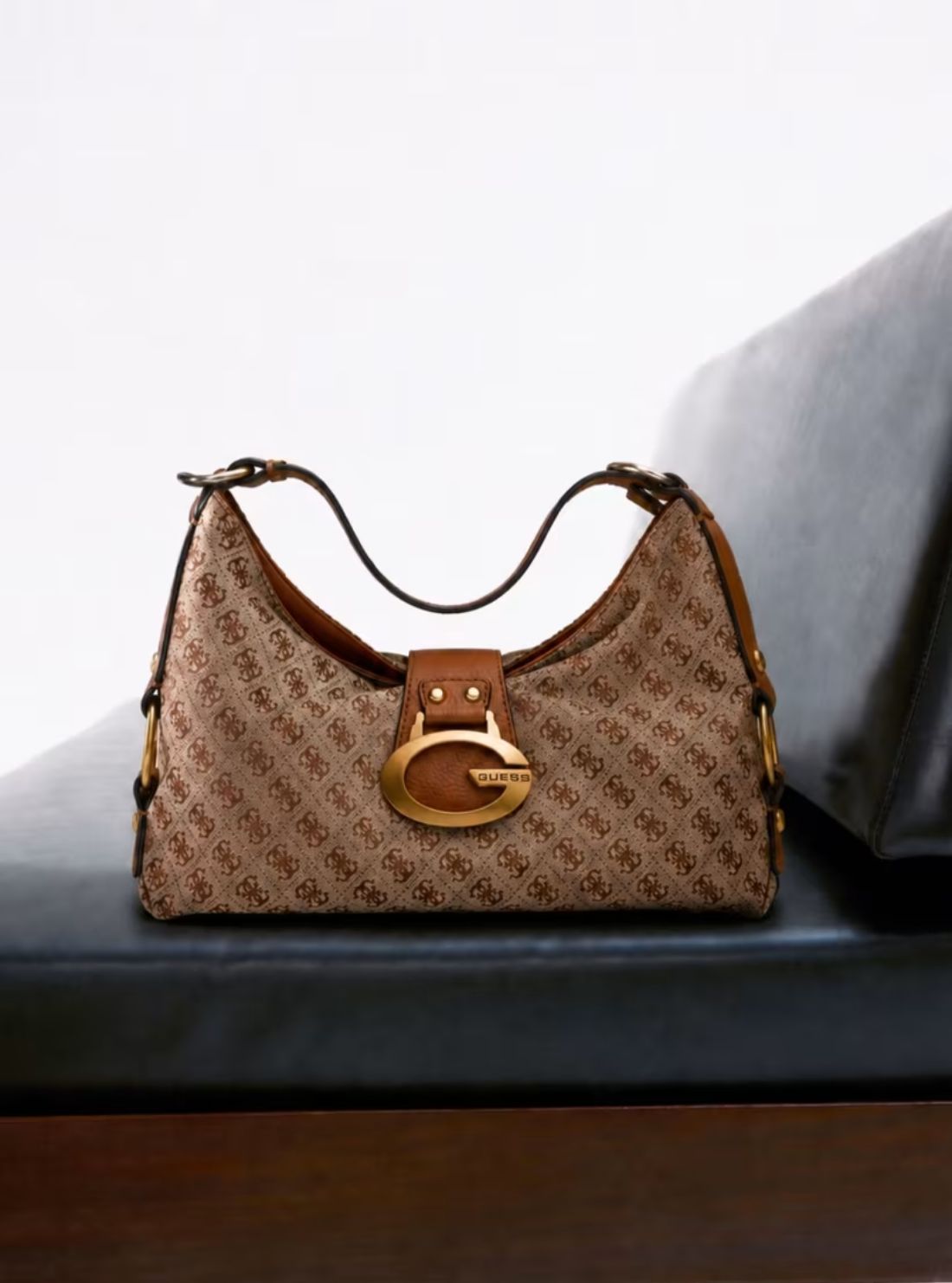 GUESS Womens Brown Logo Camden Shoulder Bag JJ930818 Front View2