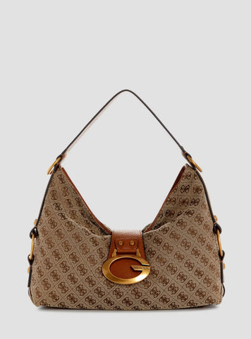 GUESS Womens Brown Logo Camden Shoulder Bag JJ930818 Front View