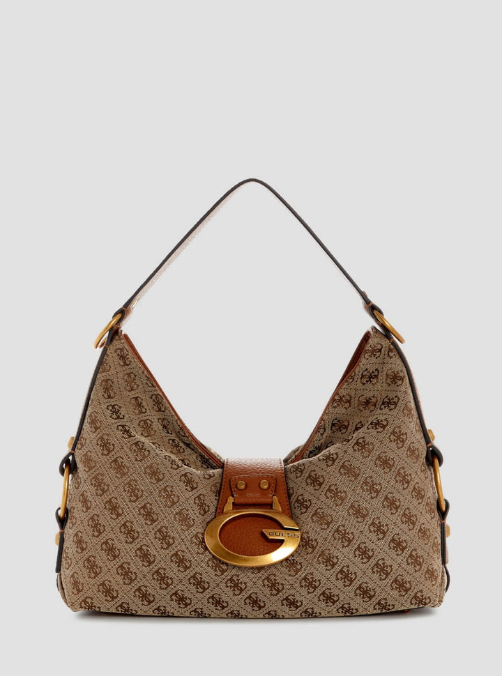 GUESS Womens Brown Logo Camden Shoulder Bag JJ930818 Front View