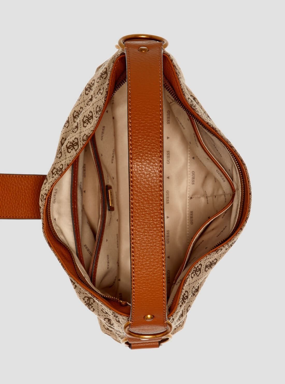 GUESS Womens Brown Logo Camden Shoulder Bag JJ930818 Inside View