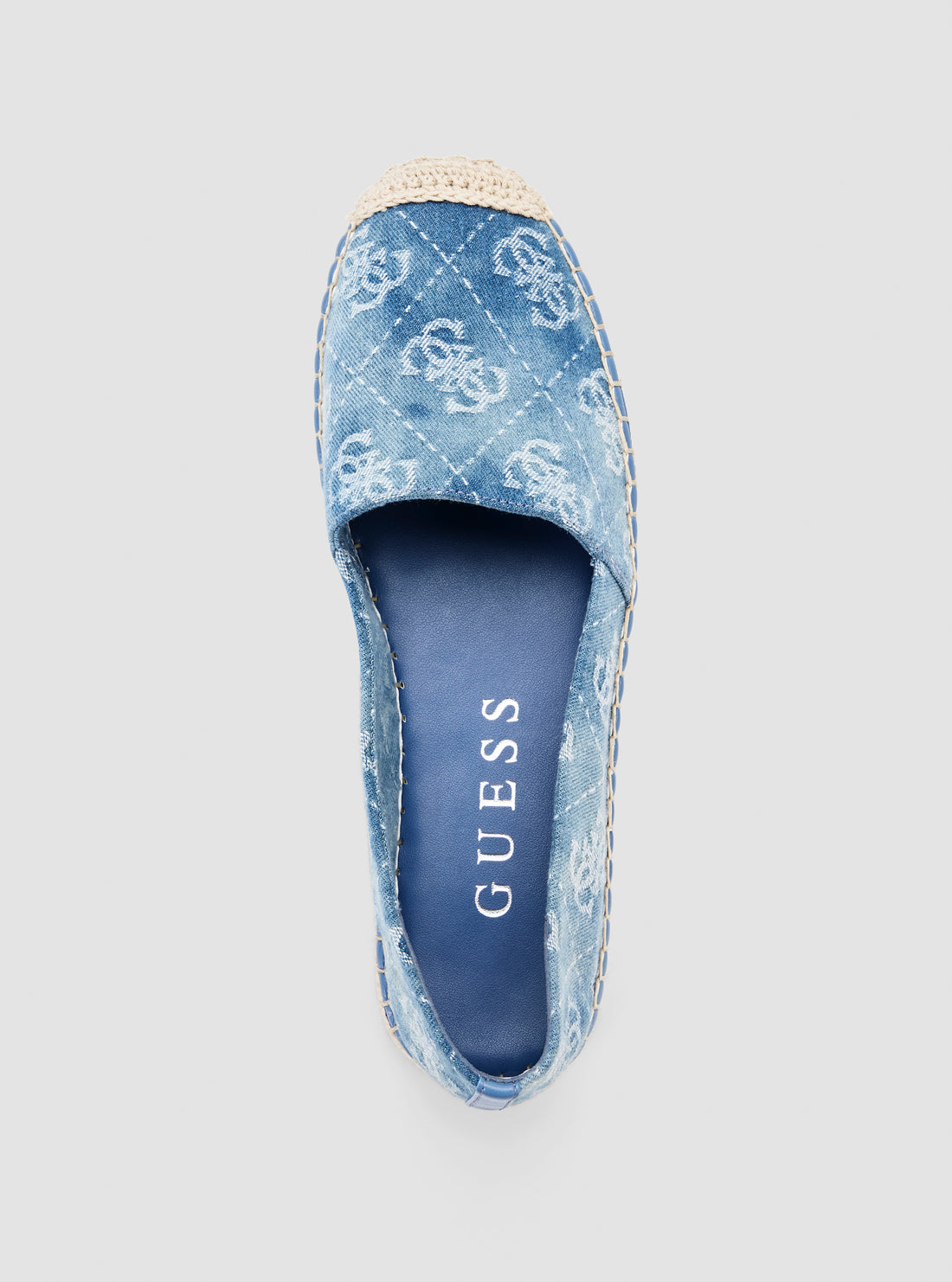 GUESS Womens Blue Joeeya Espadrilles Flats JOEEYA Top View