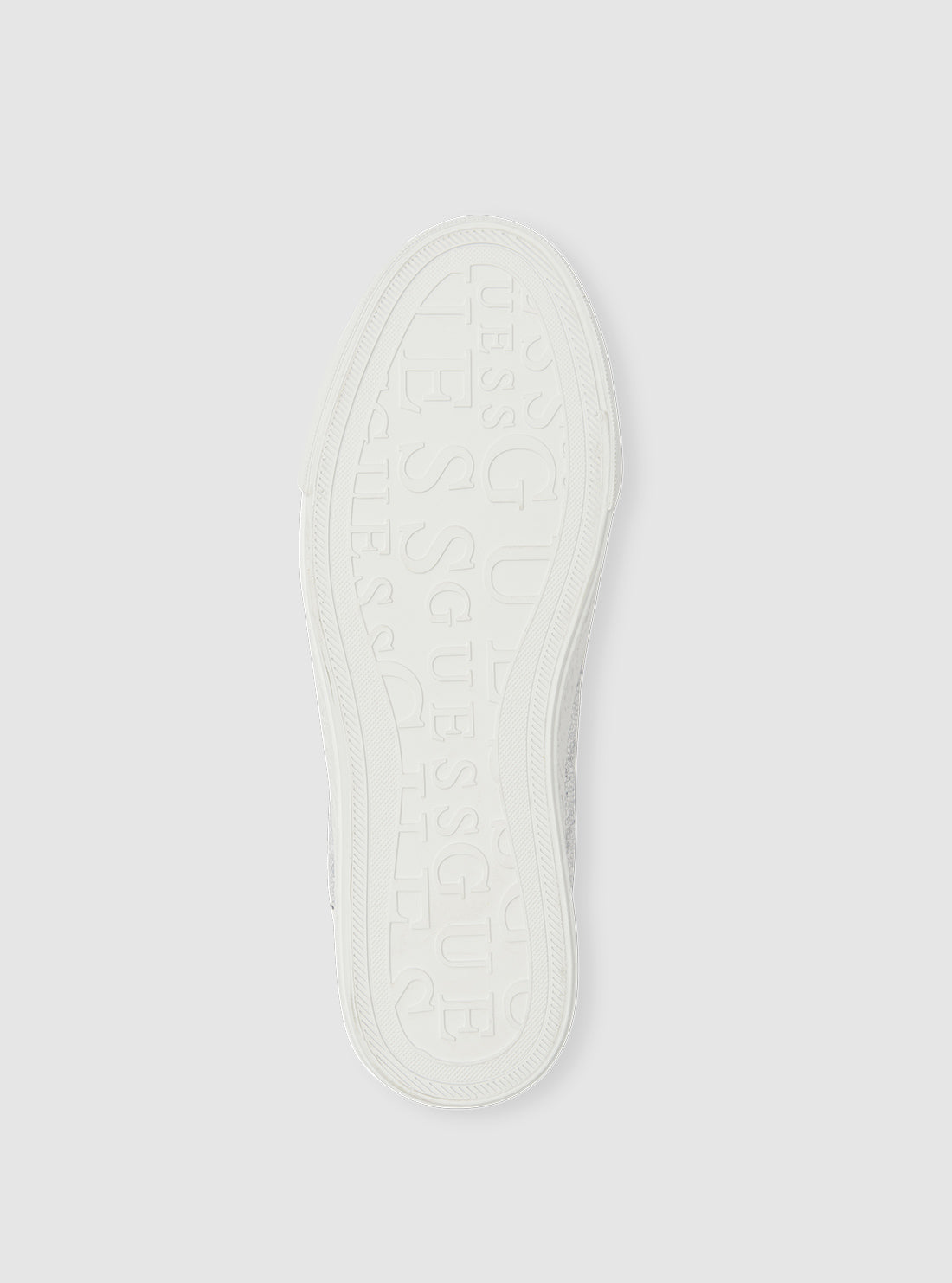 GUESS Womens Footwear White Joeraya Rhinestone Logo Sneakers JOERAYA Front Bottom View