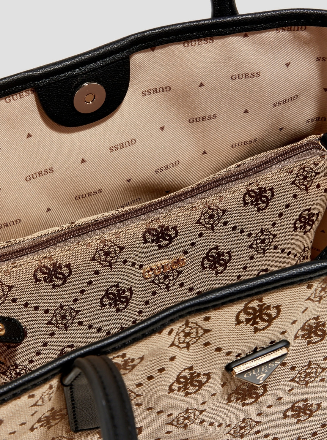 GUESS Womens Brown Logo Victtoria 2 In 1 Tote Bag JP951428 Detail View