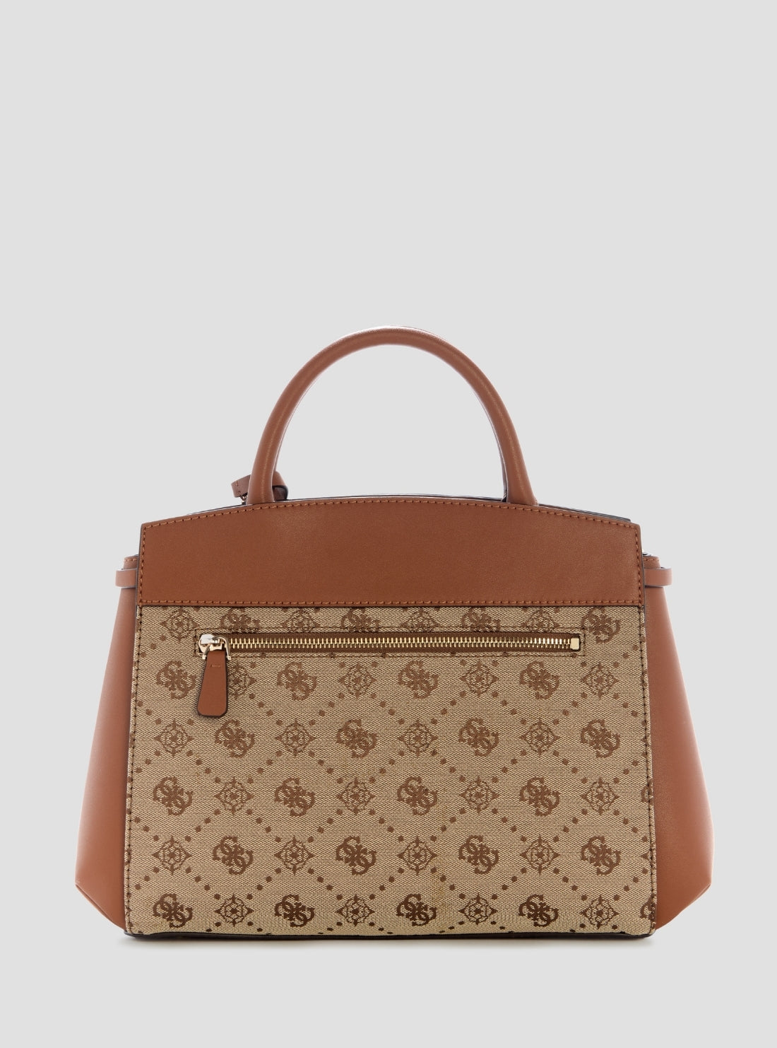 GUESS Womens Brown Logo Melinda Triple Compartment Satchel Bag JP990206 Back View