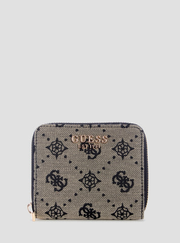 GUESS Womens Black Logo Melinda Small Zip Around Wallet JP9902137 Front View