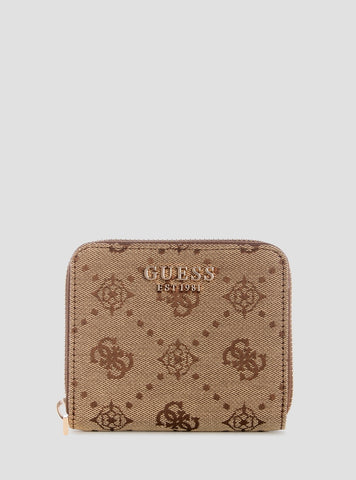 GUESS Womens Brown Logo Melinda Small Zip Around Wallet JP9902137 Front View