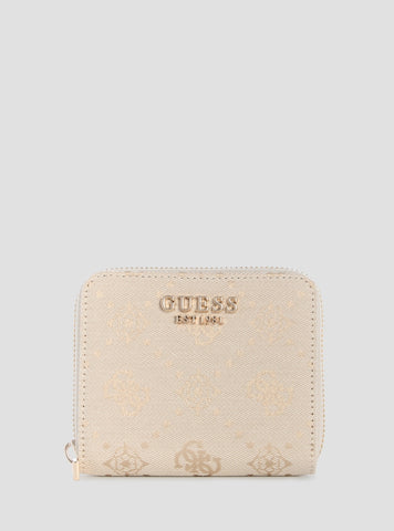 GUESS Womens Off White Logo Melinda Small Zip Around Wallet JP9902137 Front View