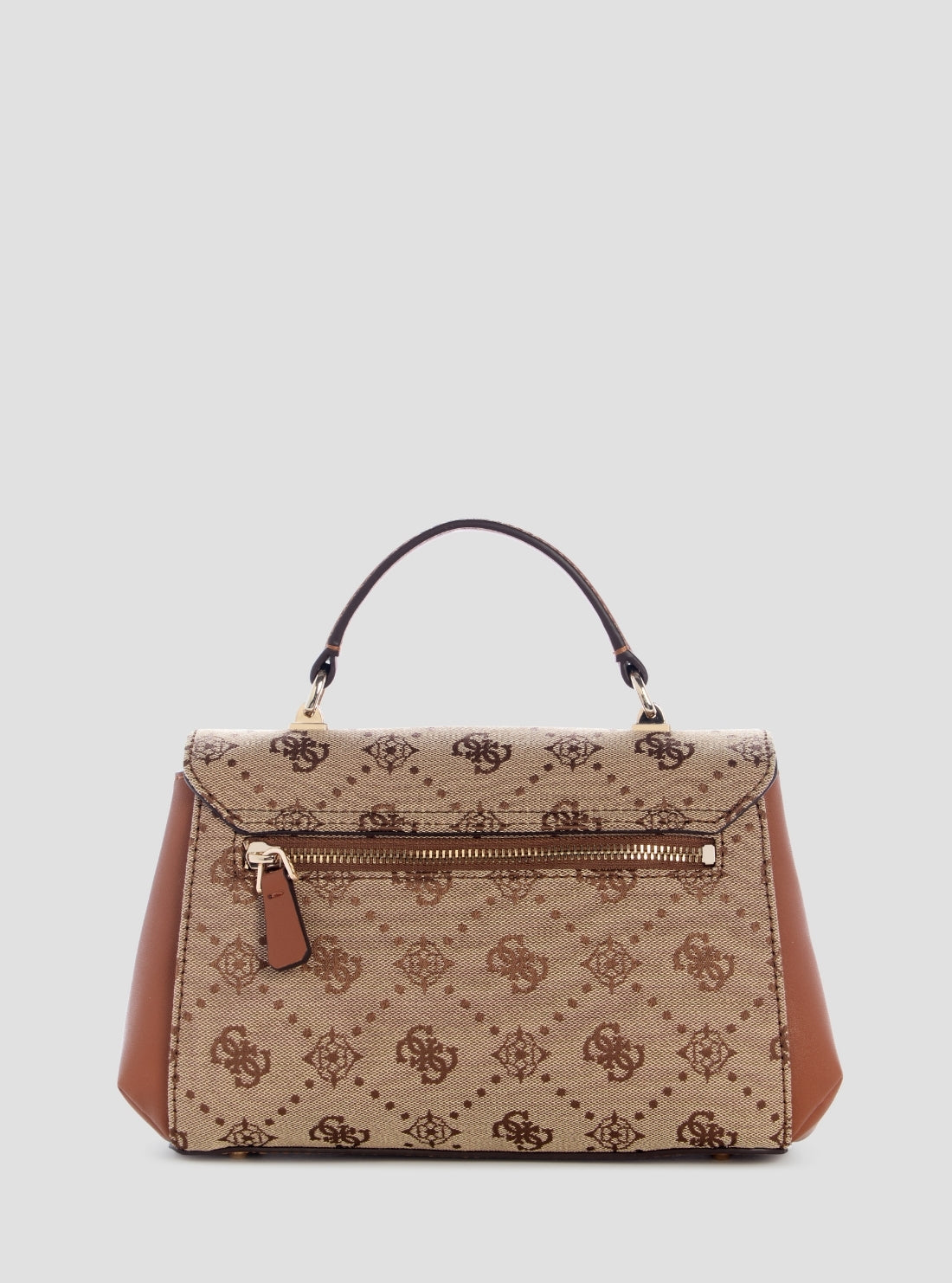 GUESS Womens Brown Logo Melinda Top Handle Flap Bag JP990220 Back View