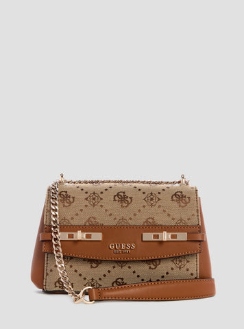 Brown Logo Melinda Mini Convertible Crossbody Flap Bag JP990278 Front View