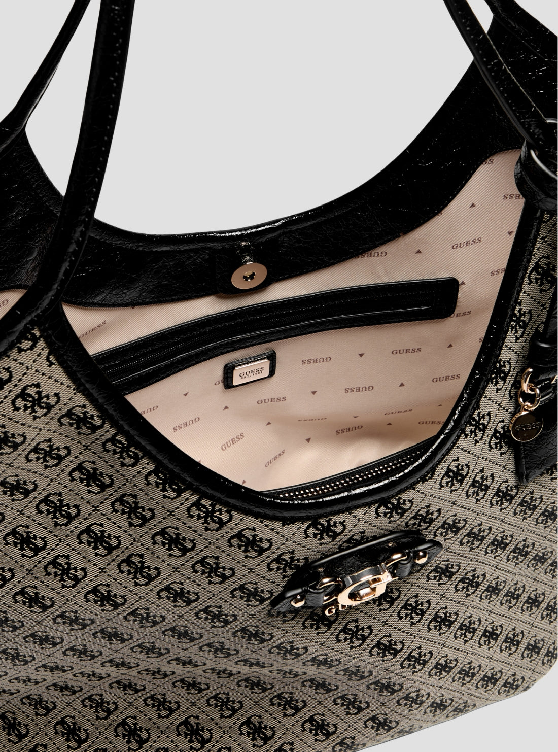 GUESS Womens Black Logo Samantha Girlfriend Tote Bag JT231323 Detail View