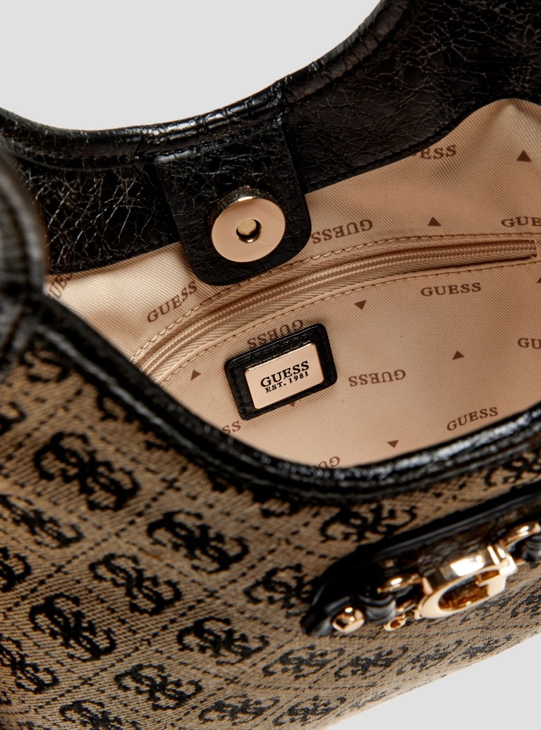 GUESS Womens Black Logo Samantha Mini Tote Bag JT231375 Detail View2