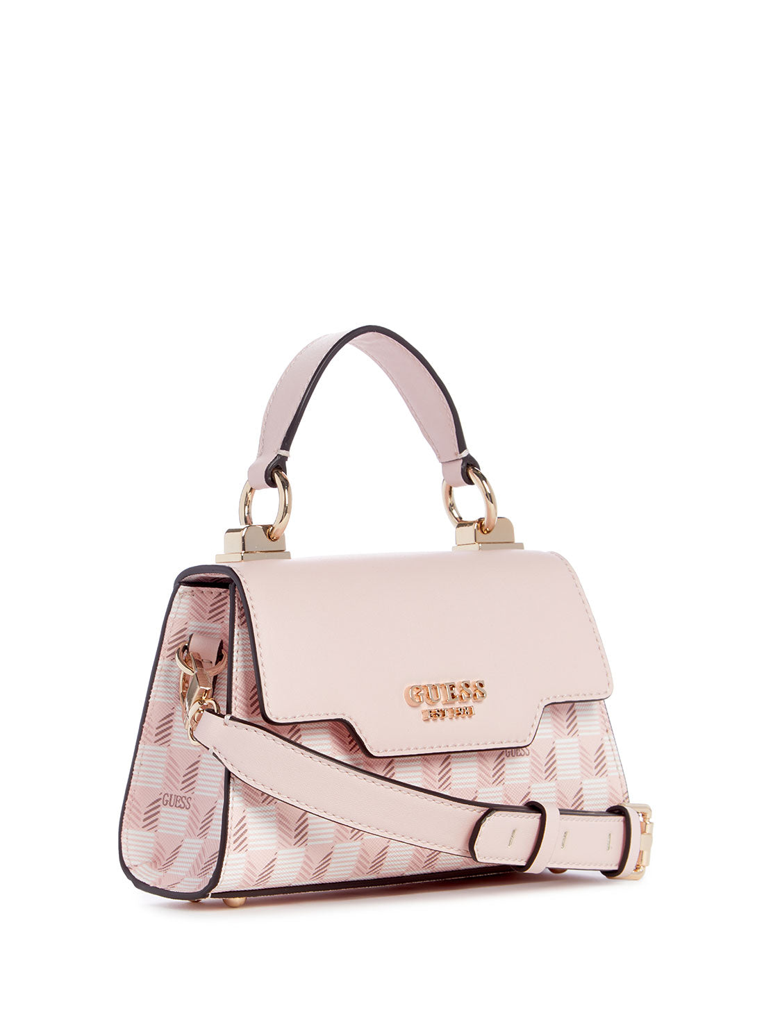 GUESS Pink Logo Hallie Mini Flap Bag side view