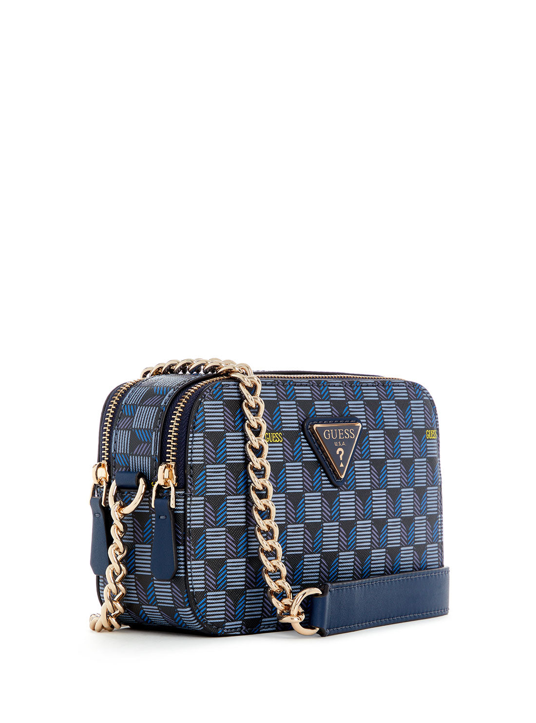 GUESS Blue Logo Vikky Camera Crossbody Bag side view