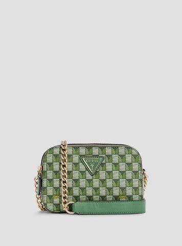 GUESS Green Logo G Wave Crossbody Camera Bag front view