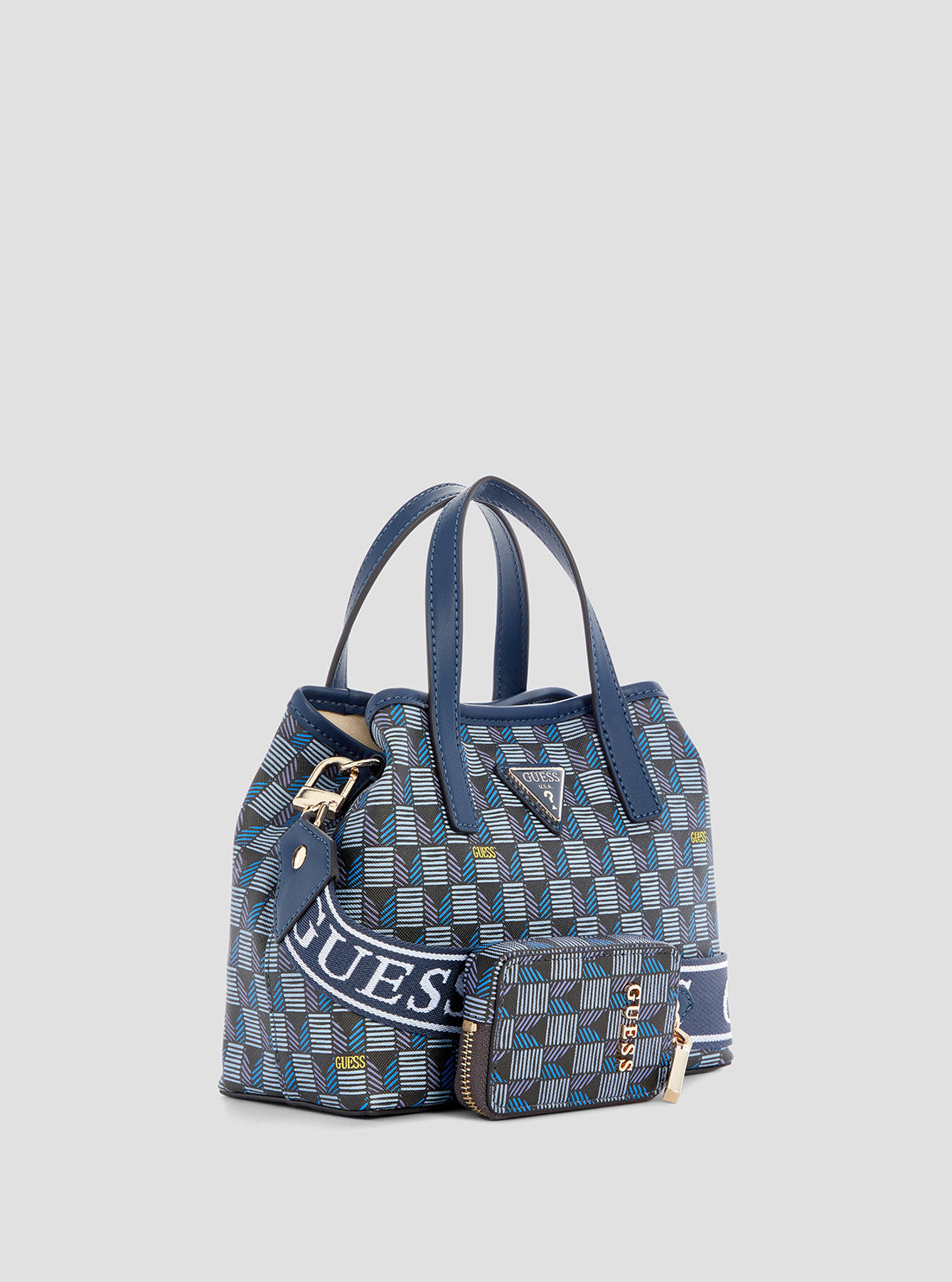 GUESS Blue Logo G Wave Mini Tote Bag SIDE VIEW