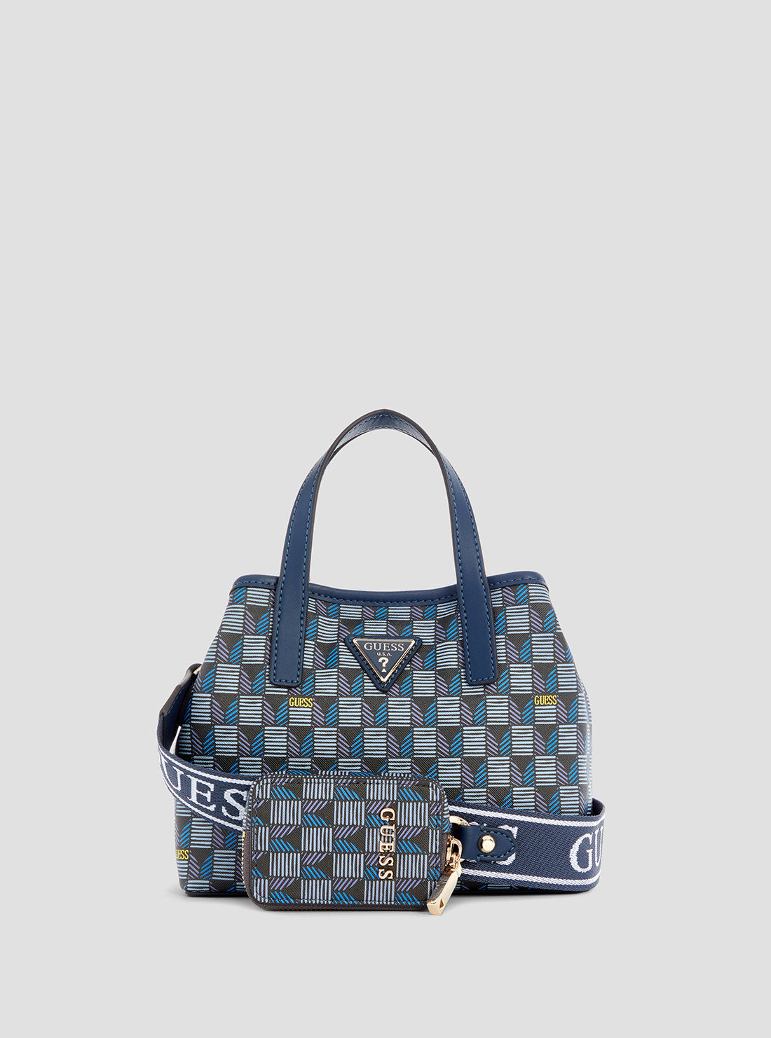 GUESS Blue Logo G Wave Mini Tote Bag FRONT VIEW