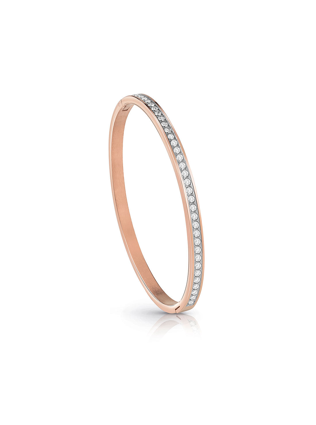GUESS Accessories Rose Gold Colour My Day Bangle UBB02248JWRGL Stand View