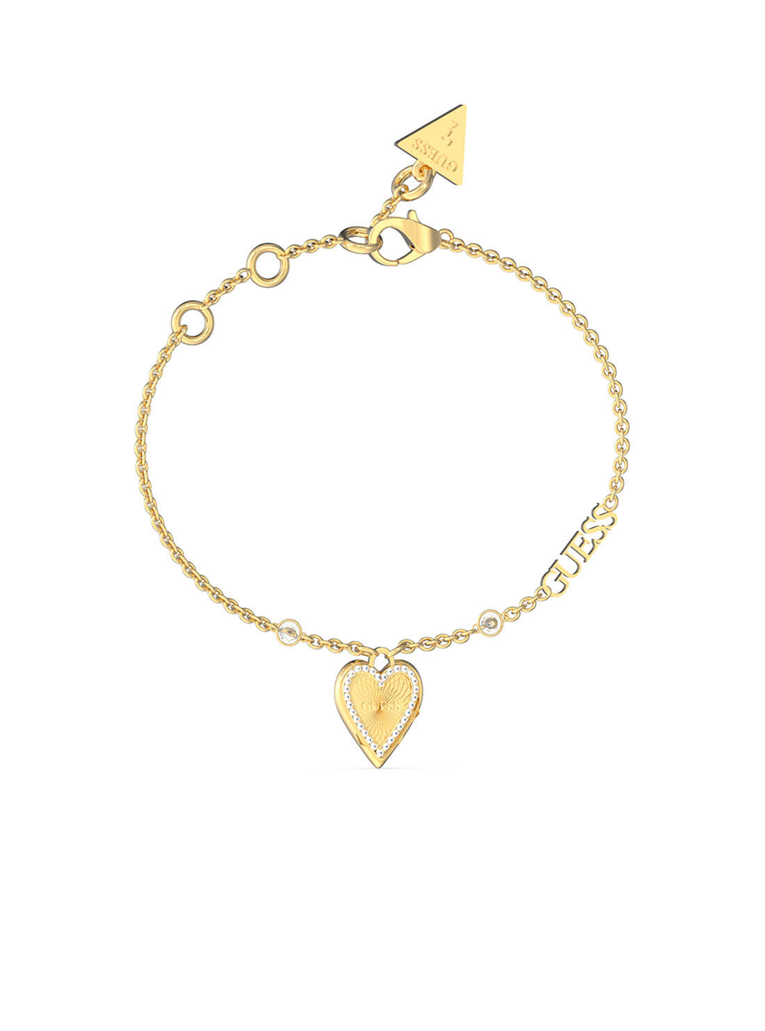 Gold Love Me Tender Gold Heart Bracelet | GUESS Women's Jewellery  | Front view