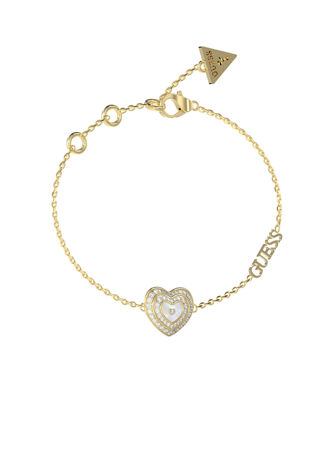 Gold Amami MOP Heart Bracelet | GUESS Women's Jewellery | front view